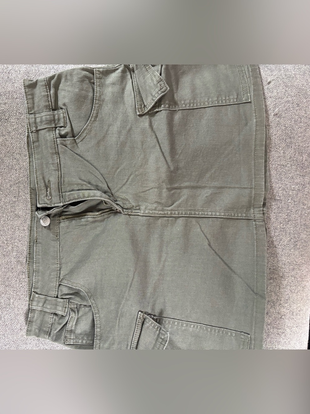 Olive Cargo Mini Skirt